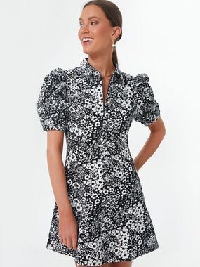 Hyacinth House Black and White Chrysanthemum Mini Dress